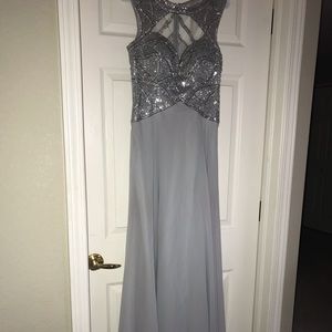 A grey long prom dress